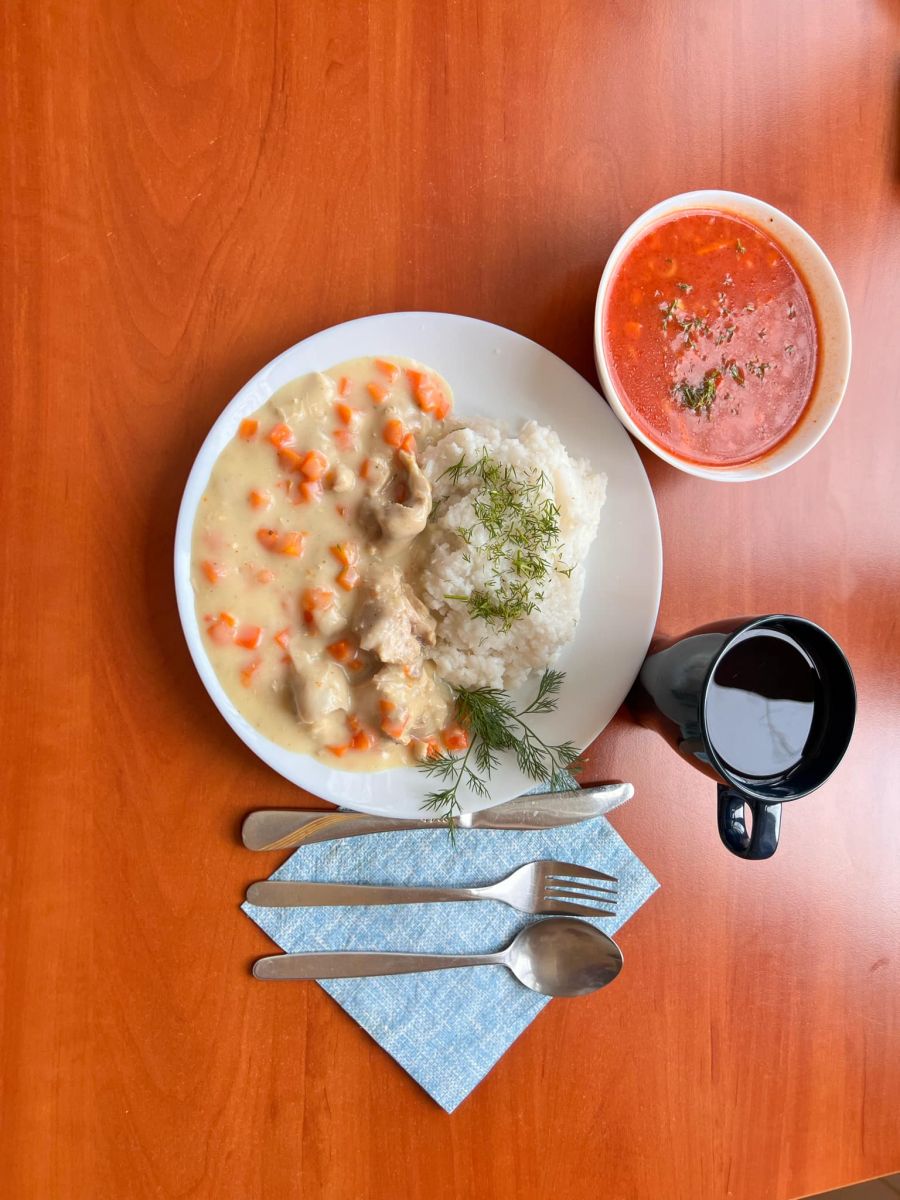 ryż, potrawka z kurczaka, koperek, zupa