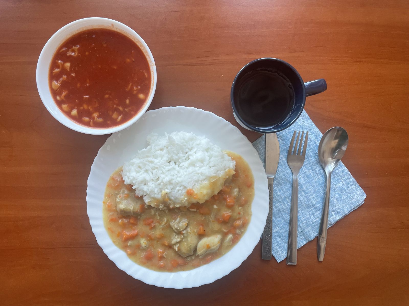 ryż, kurczak, zupa pomidorowa